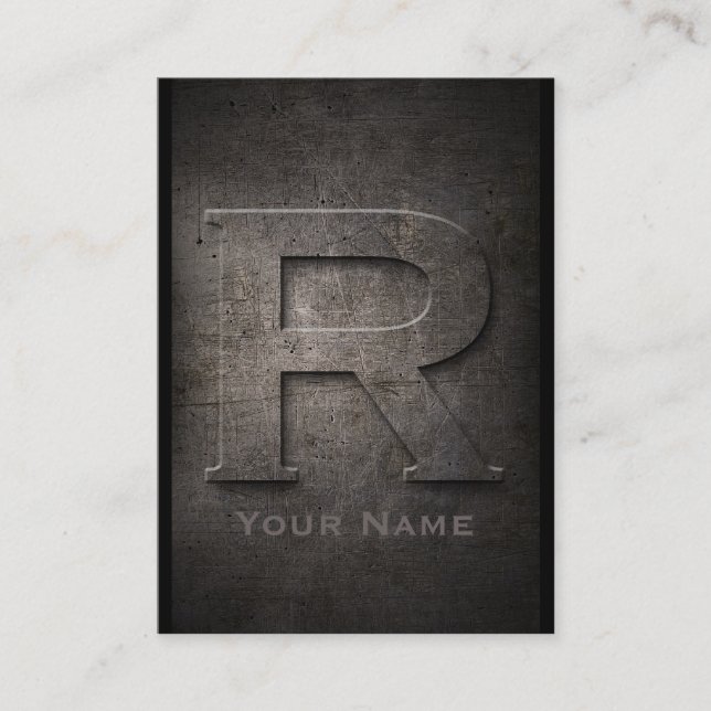 Bronze Metall Monogrammed R Affärskort Visitkort (Framsida)