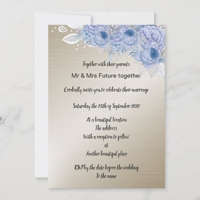 Bronze Metallic blommigt Lilac Bouquet Bröllop Inbjudningar (Framsida)