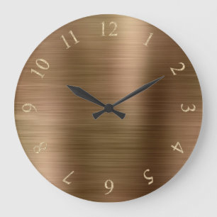 Bronze Metallic Minimal Glitter Guld US UK Nummer Stor Klocka