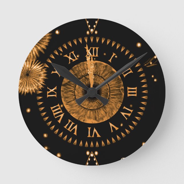 Bronze Midnight Clock Rund Klocka (Framsida)
