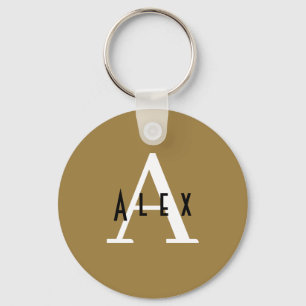 Bronze Mist Lila Modern Anpassningsbar Monogram Nyckelring