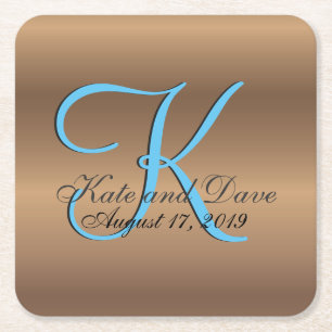 Bronze Monogram Fantastisk Fab Underlägg Papper Kvadrat