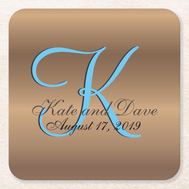 Bronze Monogram Fantastisk Fab Underlägg Papper Kvadrat (Framsidan)