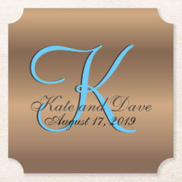 Bronze Monogram Fantastisk Fab Underlägg Papper Rund