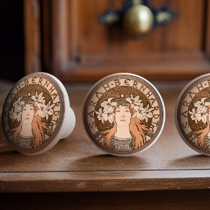 Bronze Mucha Sarah Bernhardt Vintage Bronze Orange Knopp