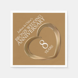 Bronze namn napkins, 8:e Bröllop-årsdagen Pappersservett