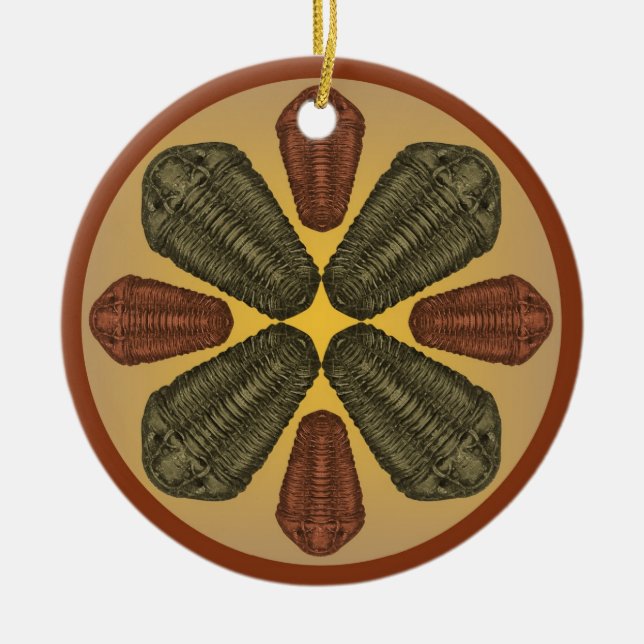 Bronze och Copper Calymene Niagarensis trilobites Julgransprydnad Keramik (Framsidan)