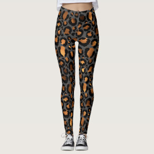 Bronze och svarta leopard, fuktavtryck av djur leggings