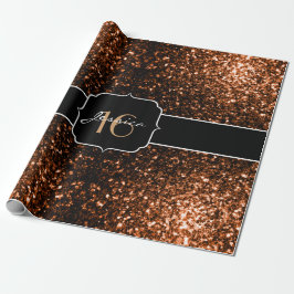 Bronze orange brun kopparfaux sparkles Sweet 16 Presentpapper