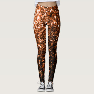 Bronze orange brunkopparfaux glitter sparklor leggings