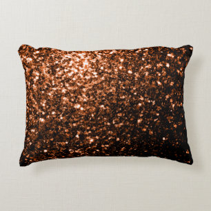 Bronze orange brunkopparfaux glitter sparklor prydnadskudde