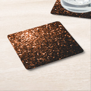 Bronze orange brunkopparfaux glitter sparklor underlägg papper kvadrat