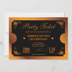 Bronze Party Biljett Inbjudningar