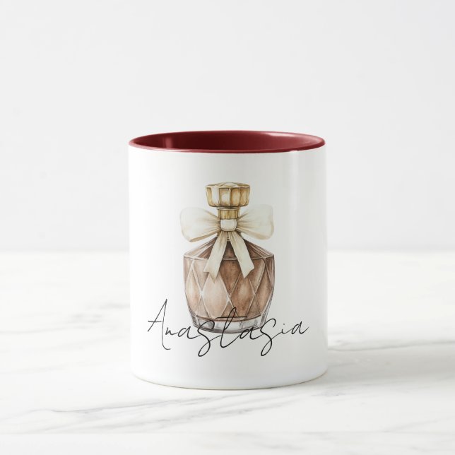 Bronze Perfume Bottle Cream Bow Mugg (Center)