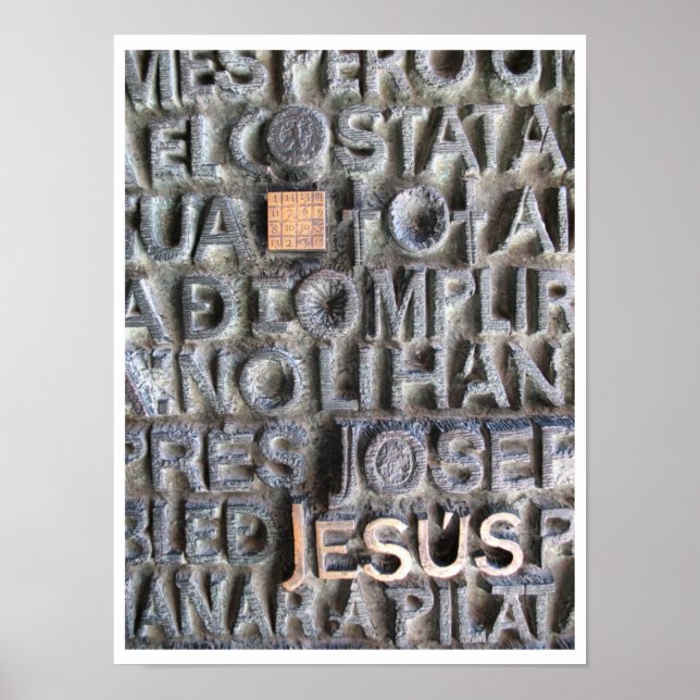 Bronze Plaque Jesus Sagrada Familia Photo Poster (Framsidan)