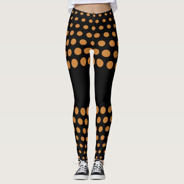 Bronze Polka Dot Mönster Leggings (Framsida)