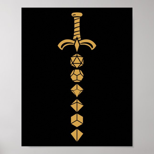 Bronze Polyhedral Dice Sword Tabletop RPG Poster (Framsidan)