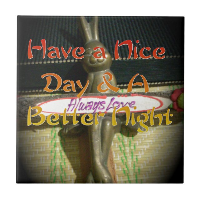 Bronze Rabbit Sculpture med inspirationsofferter Kakelplatta (Framsidan)