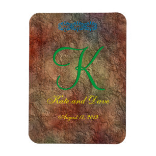 Bronze Red Struktur Bröllop Magnet