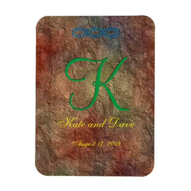 Bronze Red Struktur Bröllop Magnet (Vertikal)