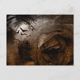 Bronze Ro Fladdermus och Graveyard Halloween Helg Vykort
