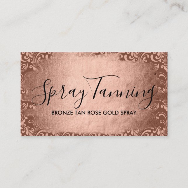 Bronze Ro Guld Swirl Spray Tan Visitkort (Framsida)