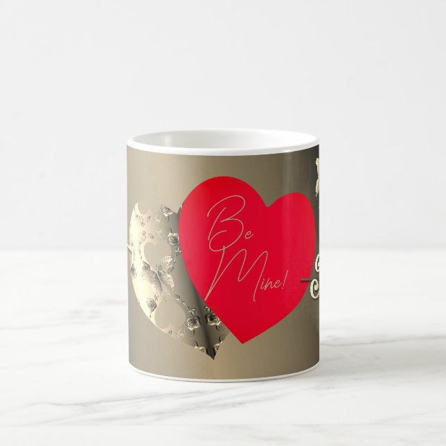 Bronze Ro Red Heart Valentine Day Magic Mugg (Center)