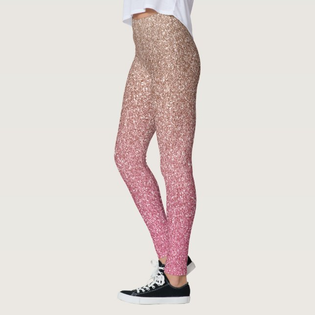 Bronze Rosa Faux Glitter Leggings (Vänster)