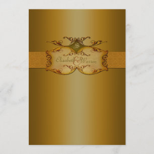 Bronze Scrollss Monogrammed bröllopsinbjudan Inbjudningar