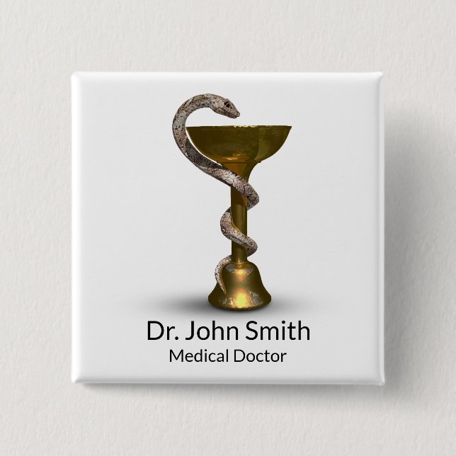 Bronze Snake Medical Bowl Hygieia White Caduceus Knapp (Framsida)