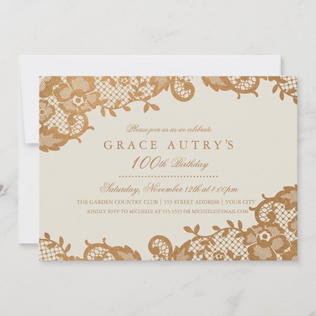 Bronze Snöre 100:e födelsedagsinbjudan Inbjudningar (Framsida)