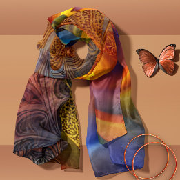 Bronze Spiral med Blue Abstrakt Sjal