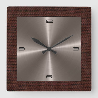 Bronze Stainless Steel Modern Burlap Gräns Fyrkantig Klocka