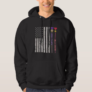 Bronze Star Lila Heart Medal Award USA Flagga Vete Hoodie