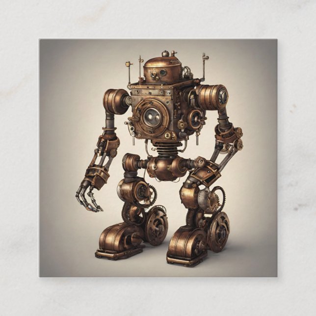 Bronze Steampunk Robot Sculpture Tilläggskort (Framsida)