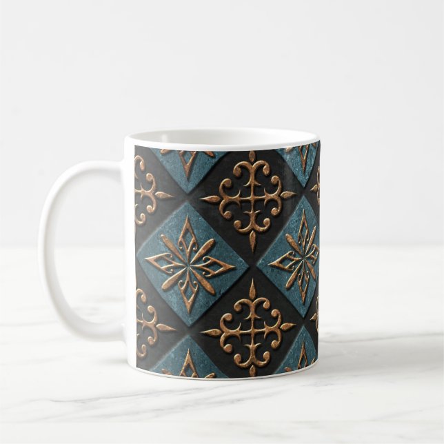 Bronze struktur med att ta hand om mönster. kaffemugg (Vänster)