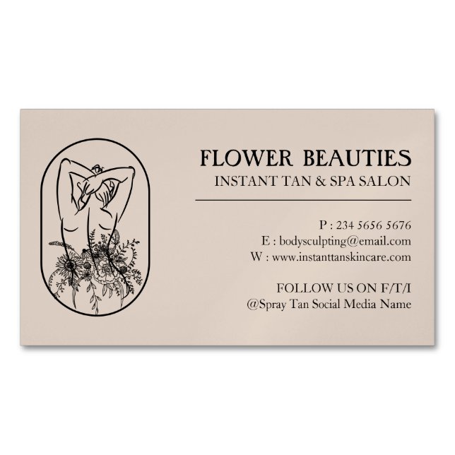 Bronze Tan Beauty Feminine Women Body Magnetiska Visitkort (Framsida)