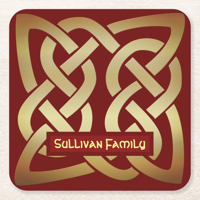 Bronze Tone Celtic Knot Underlägg Papper Kvadrat (Framsidan)