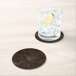 Bronze Velvet Damask| Golden Brown Blommigt Grunge Underlägg Papper Rund