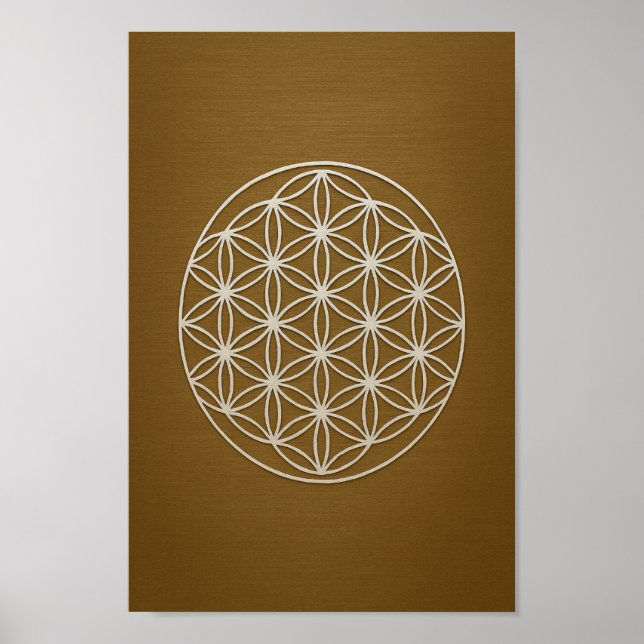 Bronze & White Flower of Life Poster (Framsidan)