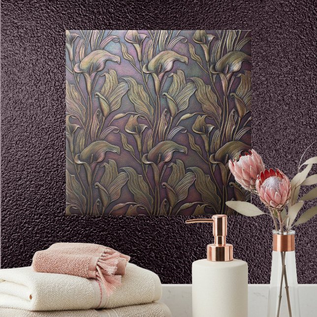 Bronzed Calla Lily Art Nouveau ID1226 Kakelplatta (Skapare uppladdad)