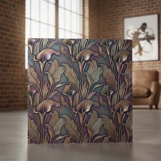 Bronzed Calla Lily Art Nouveau ID1226 Kakelplatta (Skapare uppladdad)