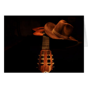 BronzeWestern för Cowboyhatt och gitarrkort Hälsningskort