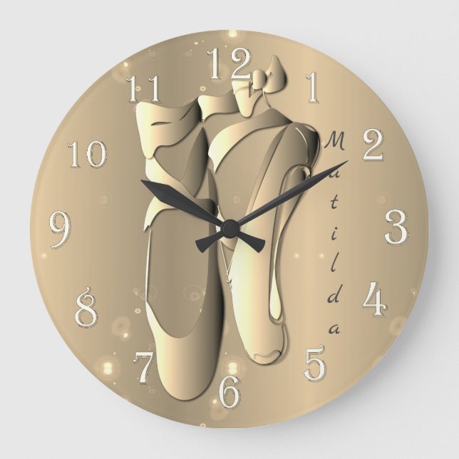 Bronzy Ballet Toe Shoes w/Namn Stor Klocka (Framsida)