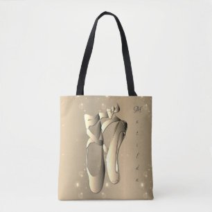 Bronzy Ballet Toe Shoes w/Namn Tygkasse
