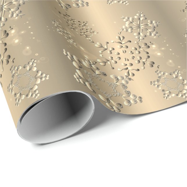Bronzy Snöflingor Presentpapper (Rullad Hörn)