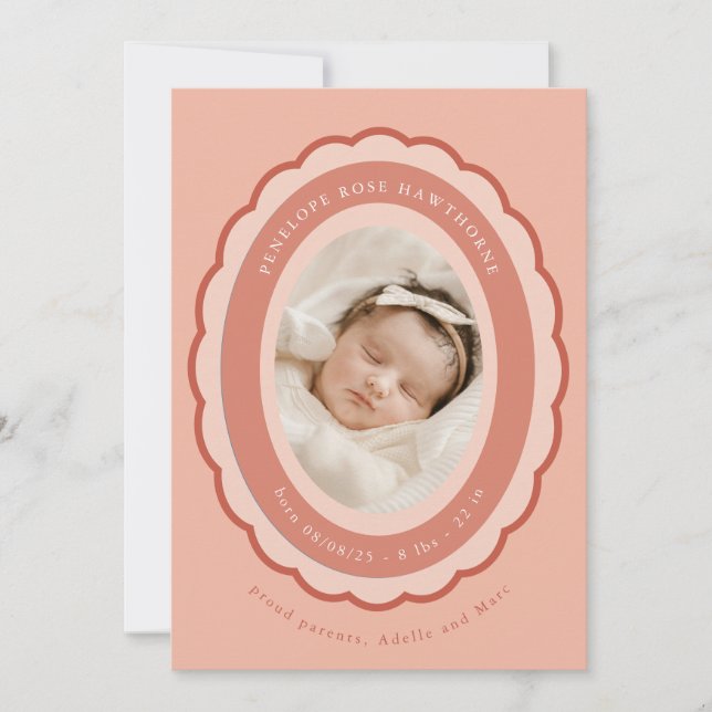 Brooch Keepsaké Birth Announcement Inbjudningar (Framsida)