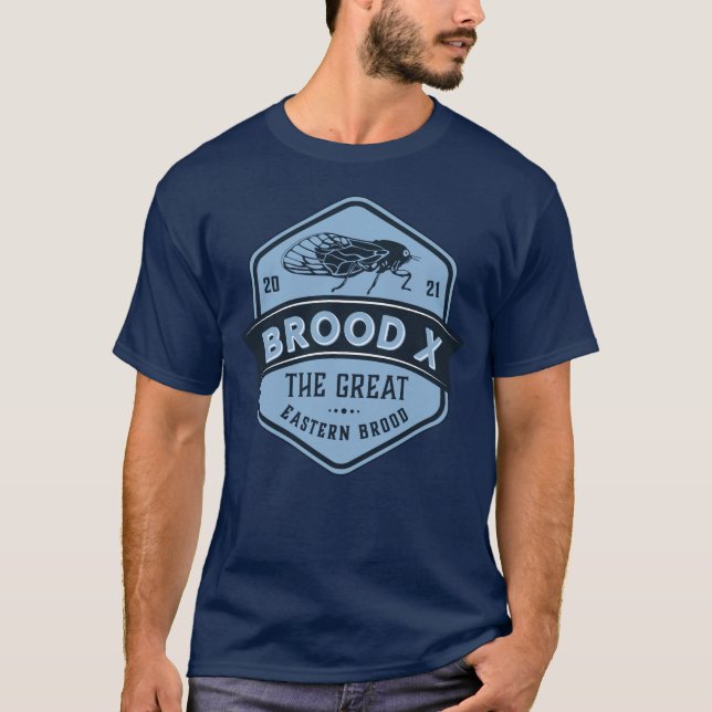 Brood X Cicadas Den Underbarare Östran Brood Blue T Shirt (Framsida)