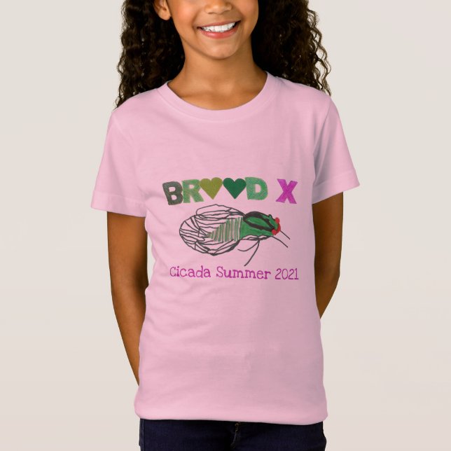 Brood X Hearts Cicada Summer T Shirt (Framsida)