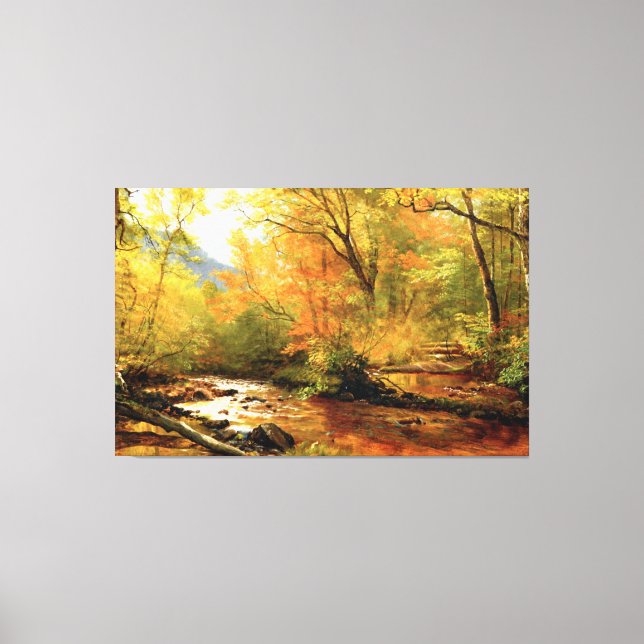 Brook i Skogen av Albert Bierstadt Canvastryck (Framsida)